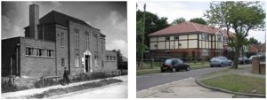 Blackfen Library in Cedar Grove in 1949, and the same view in 2010, now housing.